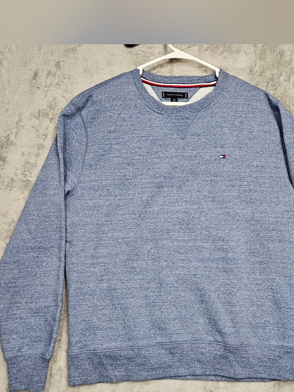 Tommy Hilfiger Crewneck Sweatshirt Heathered Blue Grey Size XL Like New!